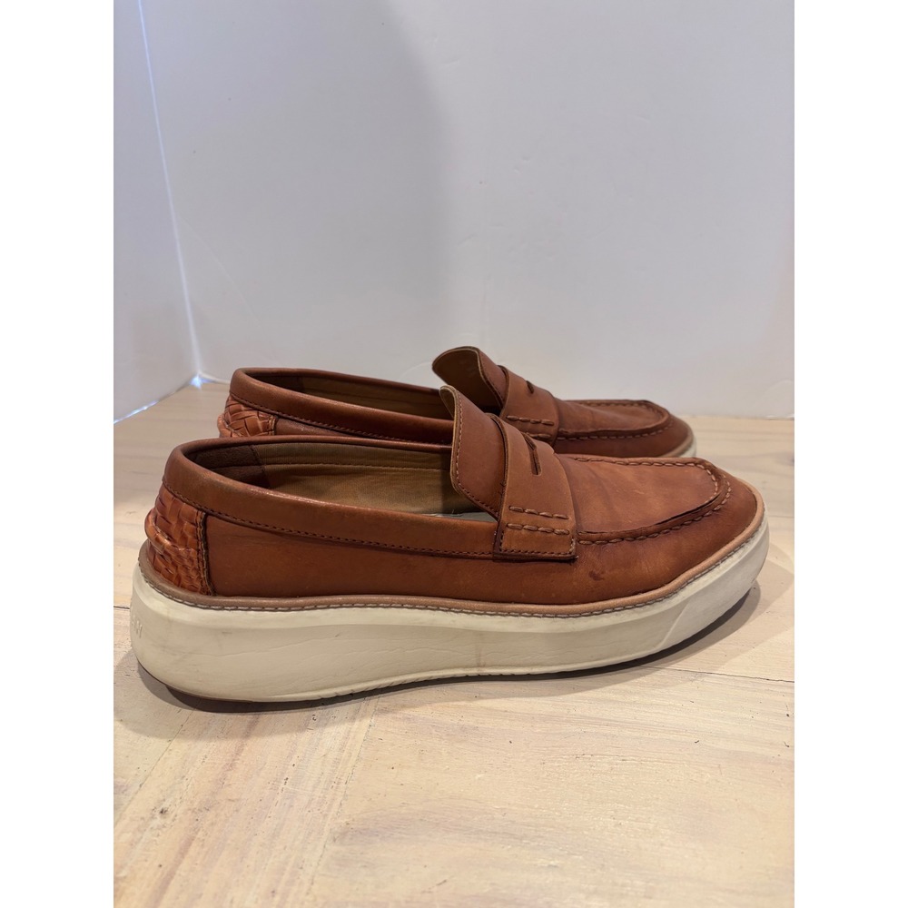 Cole Haan Grand Series Mens 9M Brown Leather Woven Heel Penny Loafers C36646